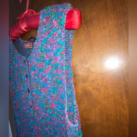 Vtg Ginénne Knit Sweater Vest Button up Sleeveless 80s Multicolor Women’s Large - Picture 5 of 8